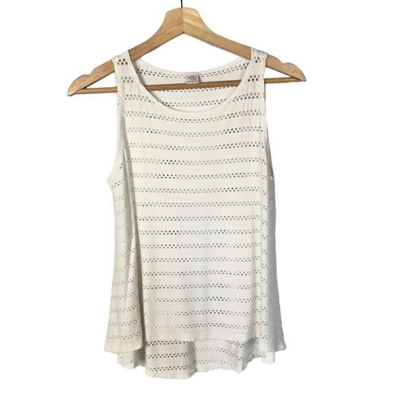 Only Hearts White Perforated Swing Tank Top S - Picture 1 of 4